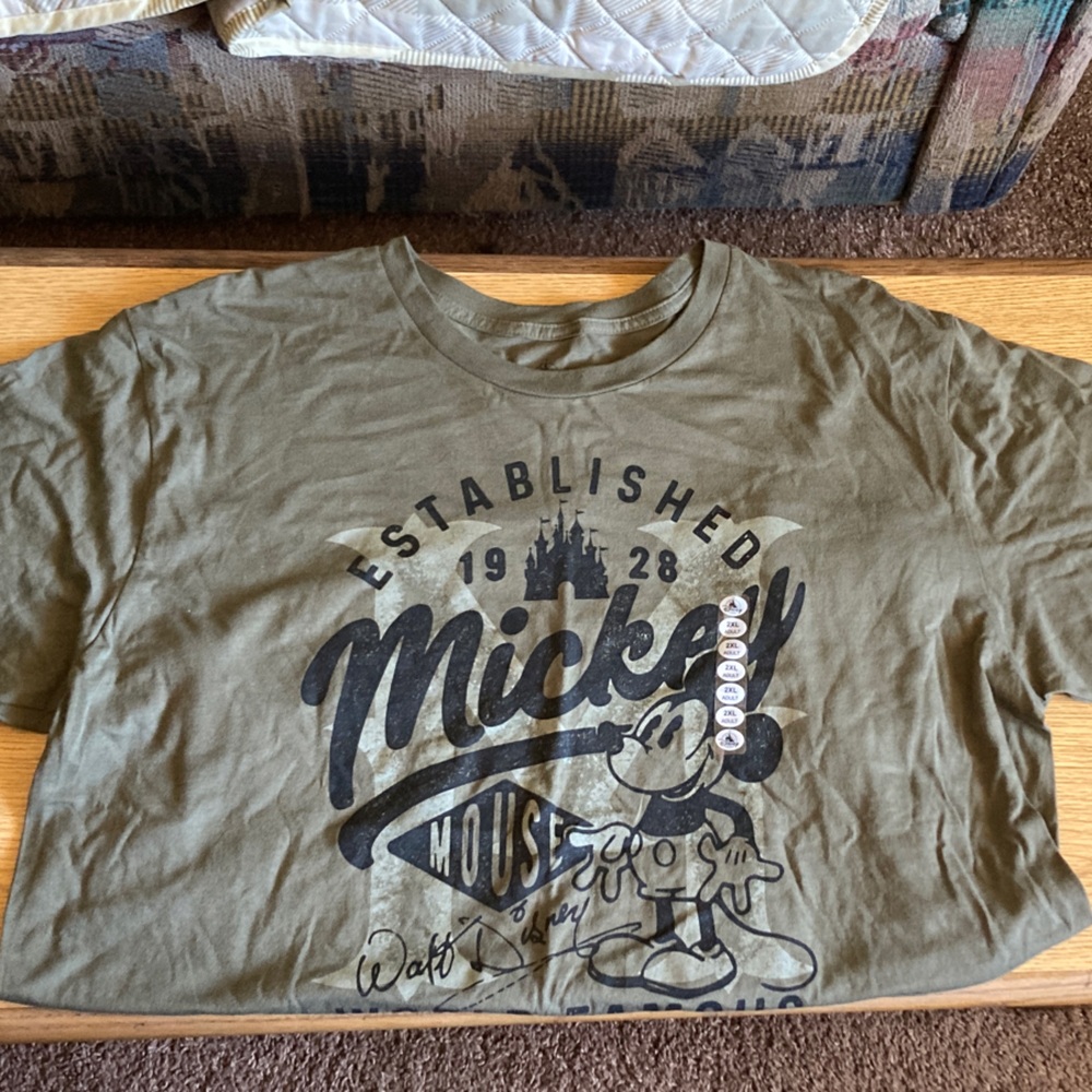 Disney Olive Green Mickey Mouse Short Sleeve Tee